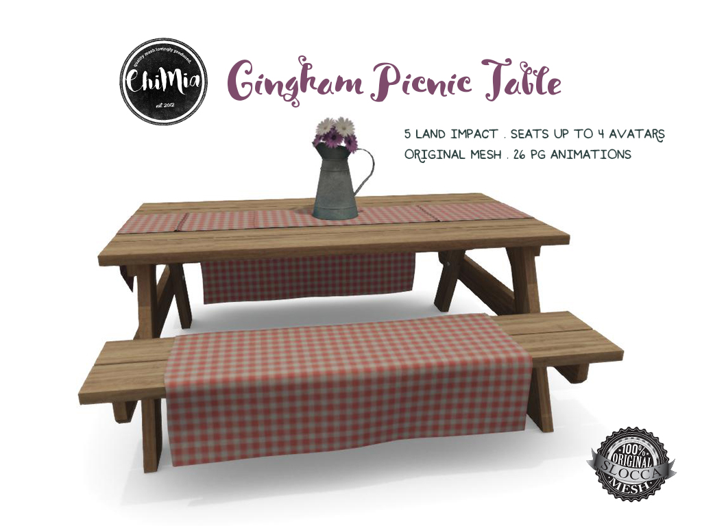 Gingham Picnic Table