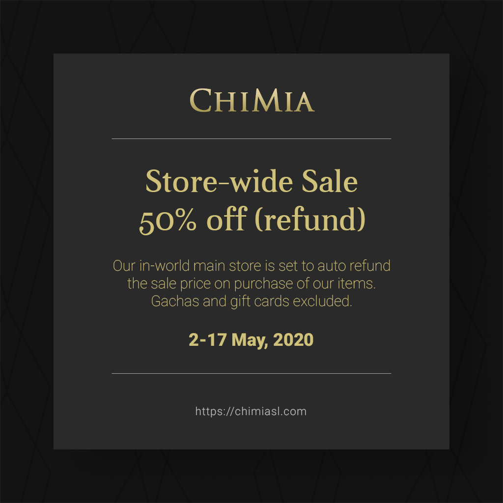 Store-wide 50% Off Sale through 17 May 2020
