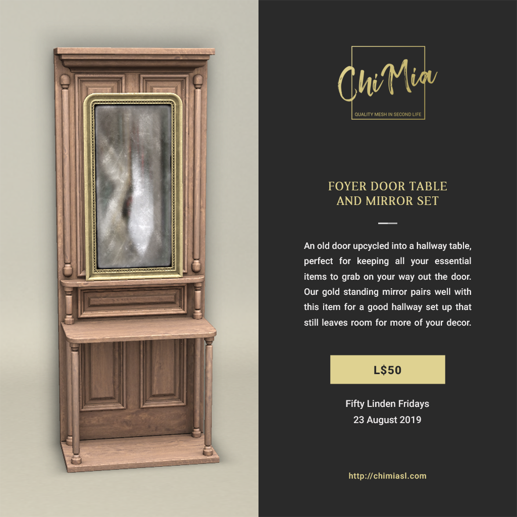 Fifty Linden Fridays 23 August 2019: Foyer Door Table & Mirror Set