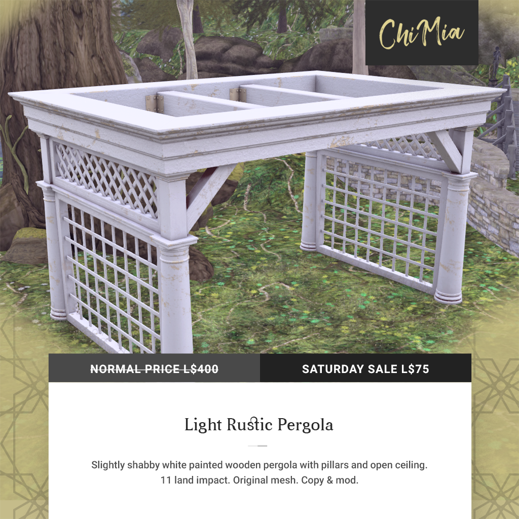 The Saturday Sale 21 September 2019: Light Rustic Pergola