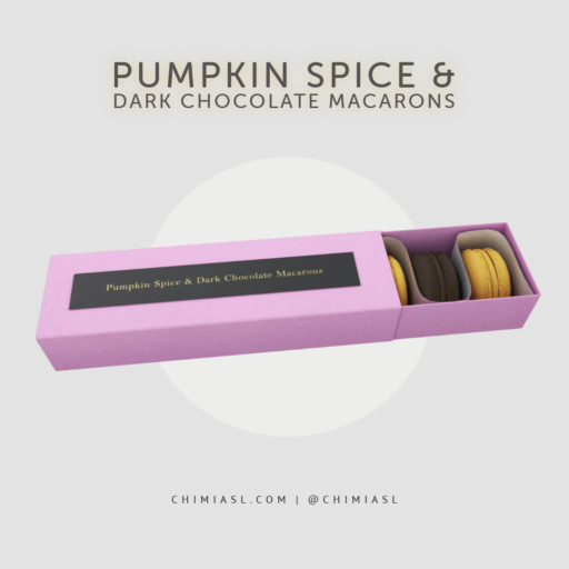 Pumpkin Spice and Dark Chocolate Macarons